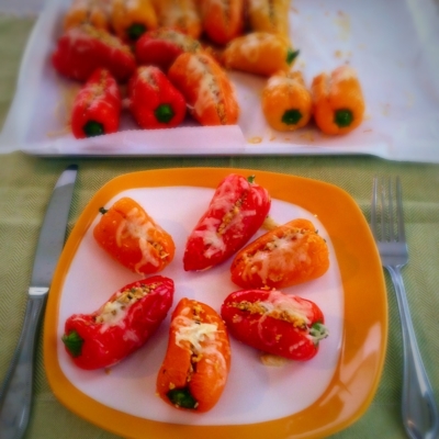 Pine Feta Stuffed Mini Sweet Peppers on the serving plate