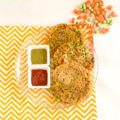 Top view of chickpea flour and quinoa fritters
