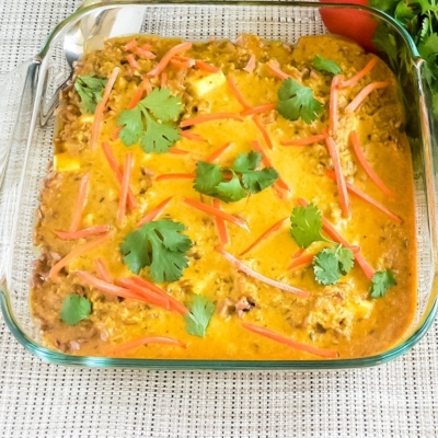 Top view of Paneer and Farro Casserole