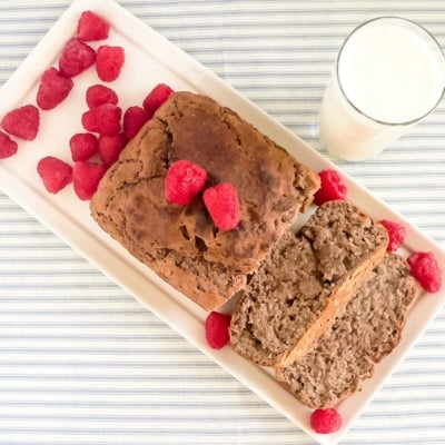 Top view of pan roasted raspberries bread