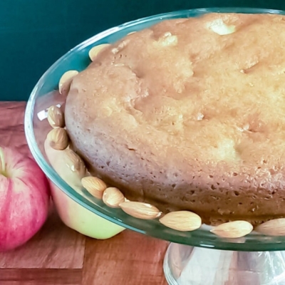 A close up view of Pan Seared Apple Almond Cake