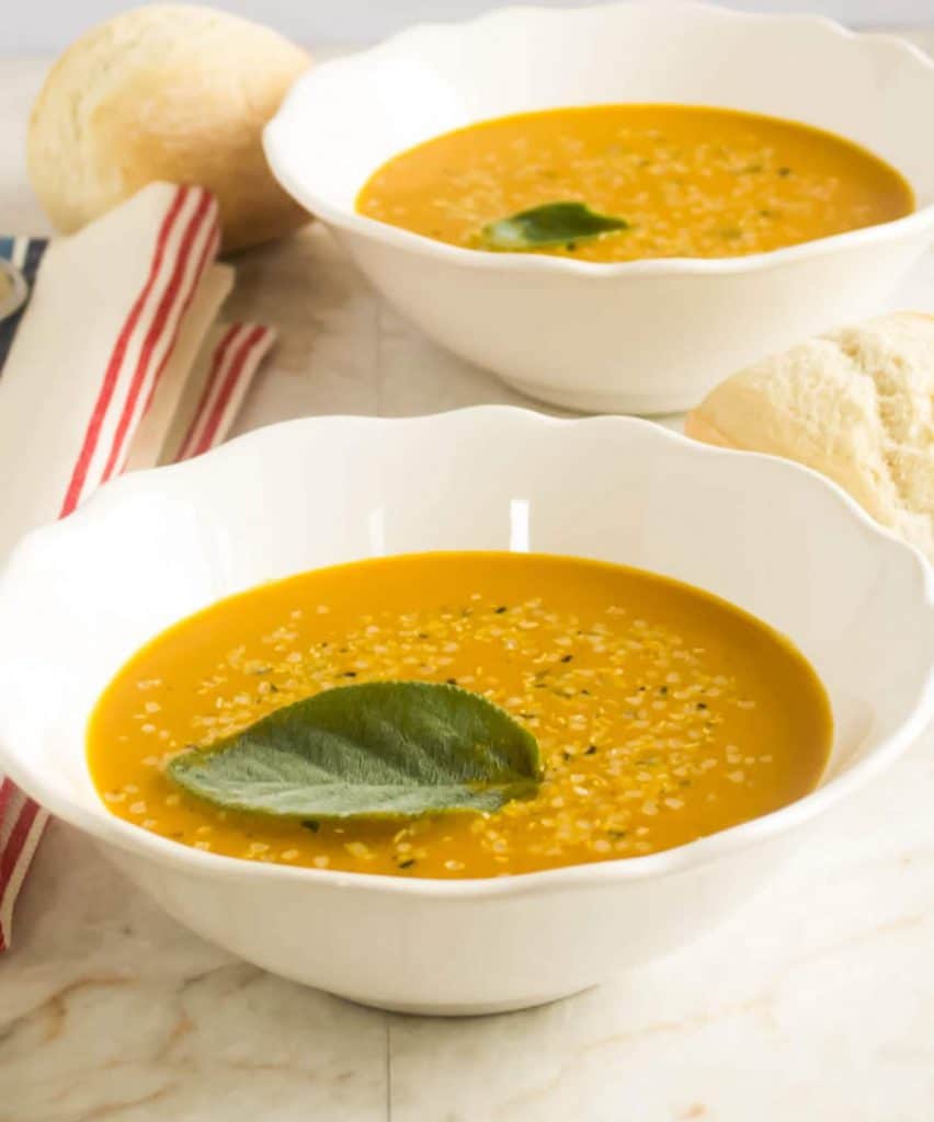 A close up view of Spicy Carrot Amaranth Soup