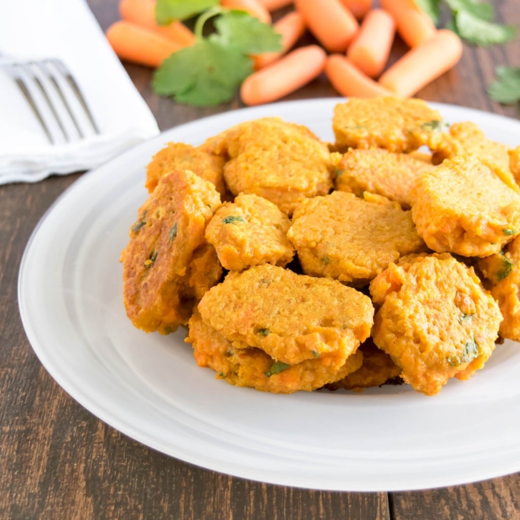 a 45 degree angle view of skinny carrot fritters