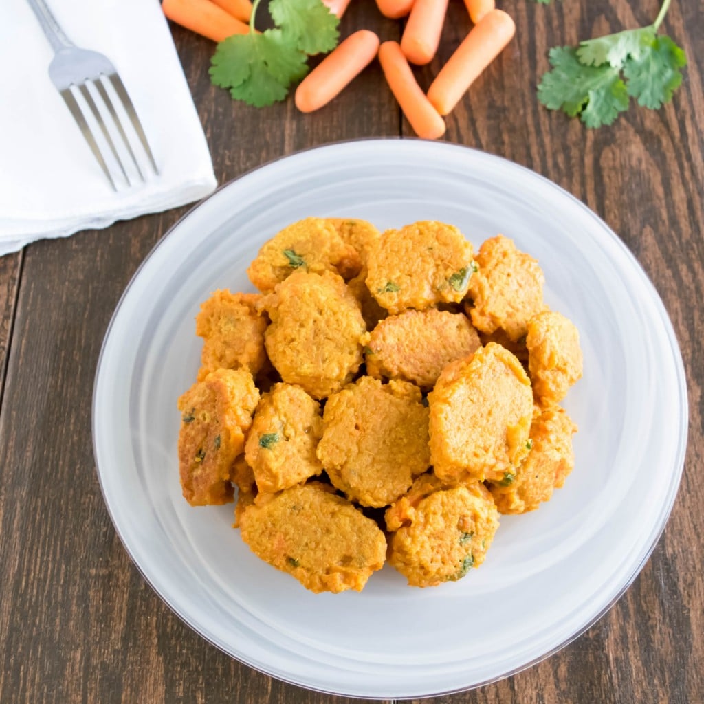 top view of served carrot fritters