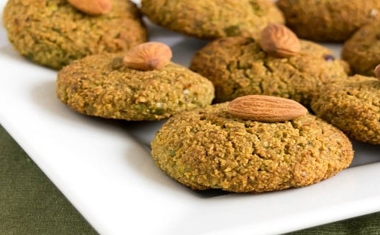a front view of green peas cookies