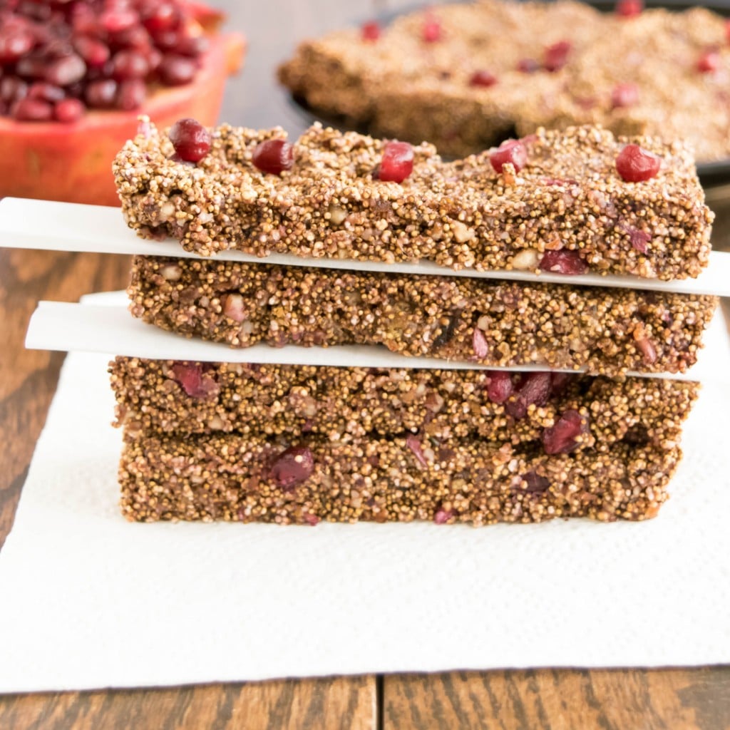 stacked puffed amaranth pomegranate bars