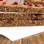 Front view of stacked puffed amaranth pomegranate bars