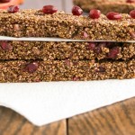 Front view of stacked puffed amaranth pomegranate bars