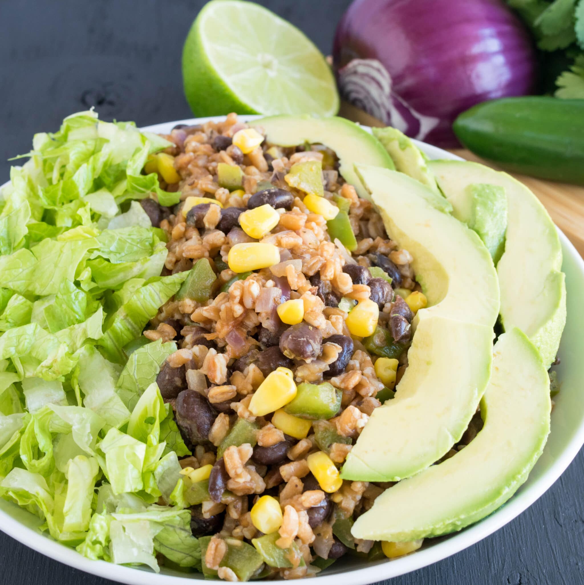 Farro Black Beans Mexican Bowl vegan