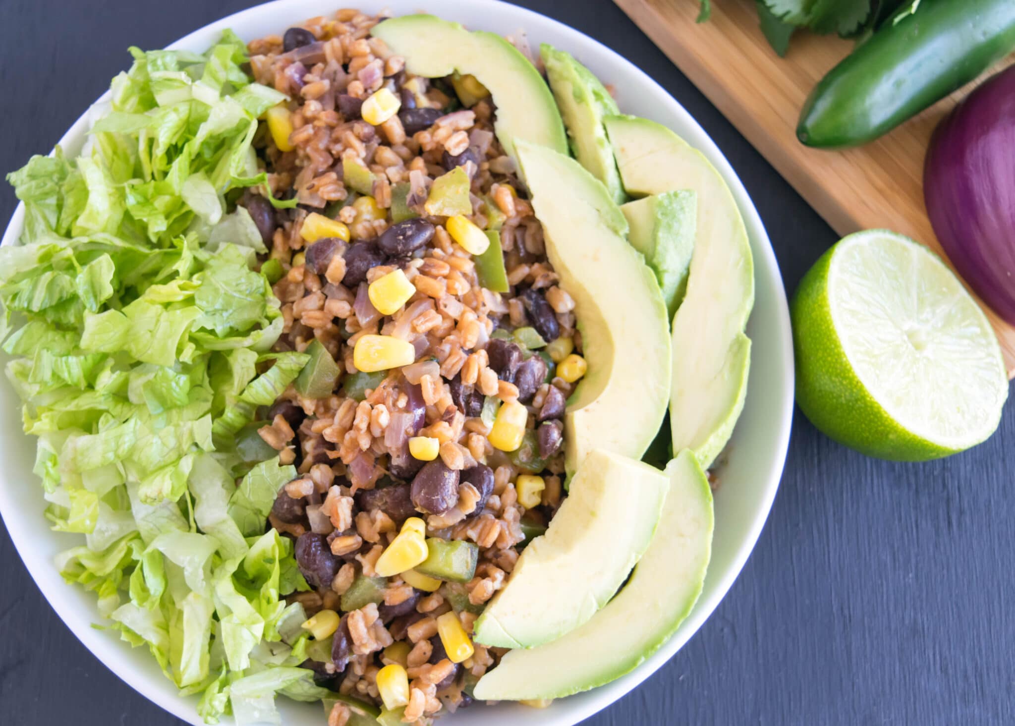 Farro Black Beans Mexican Bowl vegan