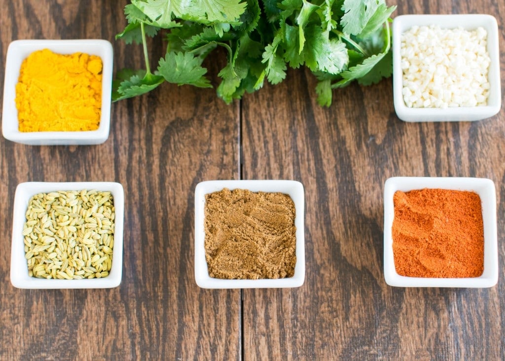 Array of spices and herbs