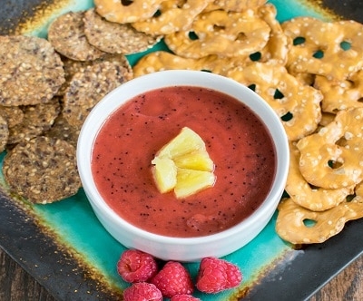 Top view of Pineapple Poppy Raspberry Dip