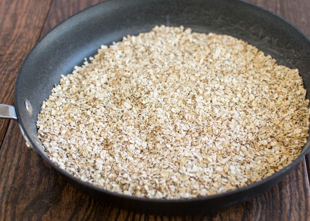 roasted oats in a pan