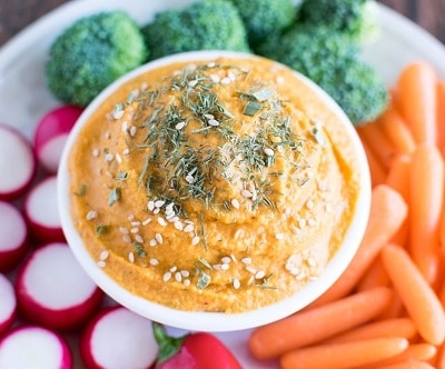 Simple Sweet Potato Dip with veggies on the side