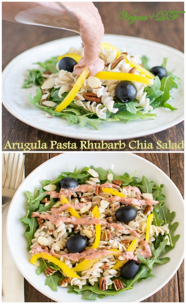 Arugula Pasta Rhubarb Chia Salad | vegan | kiipfit.com