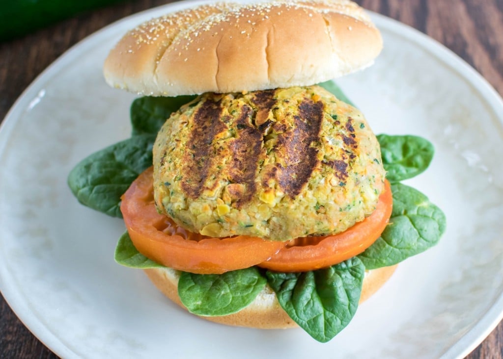 A close up view of Chickpeas Zucchini Burger
