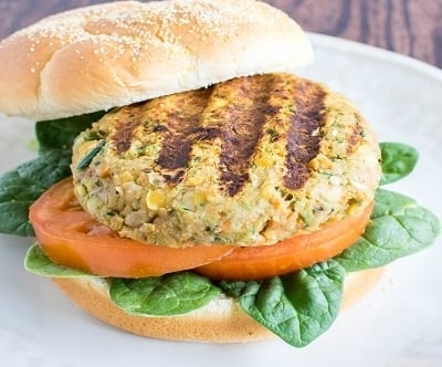 A front view of Chickpeas Zucchini Burger