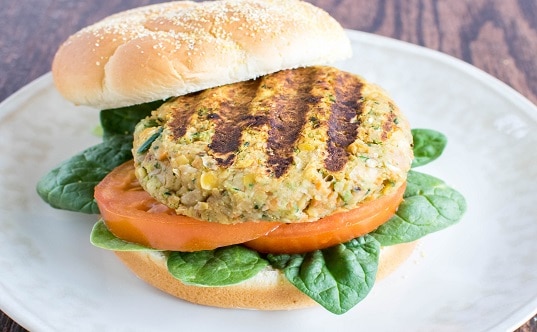 A front view of Chickpeas Zucchini Burger