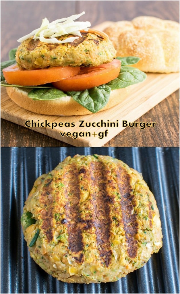 Multiple images of Chickpeas Zucchini Burger