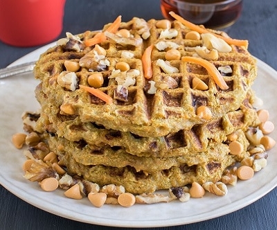 A front view of the whole butterscotch carrot millet waffles