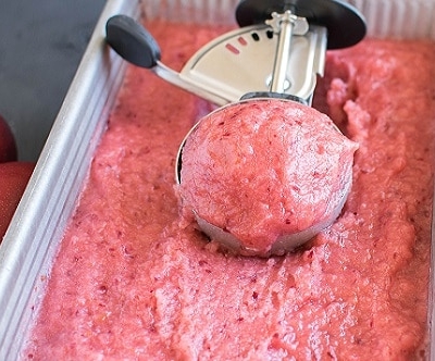 A scoop of dates plum sorbet