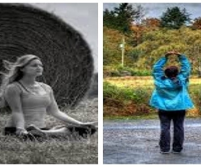 Multiple images of a person relaxing