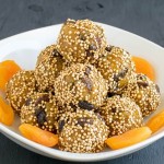 A front view of the stack of No Bake Apricot Quinoa Bites