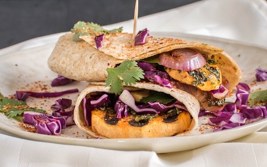 Stacked grilled sweet potato wraps