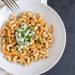 A top view of Cottage Cheese Spinach Pasta