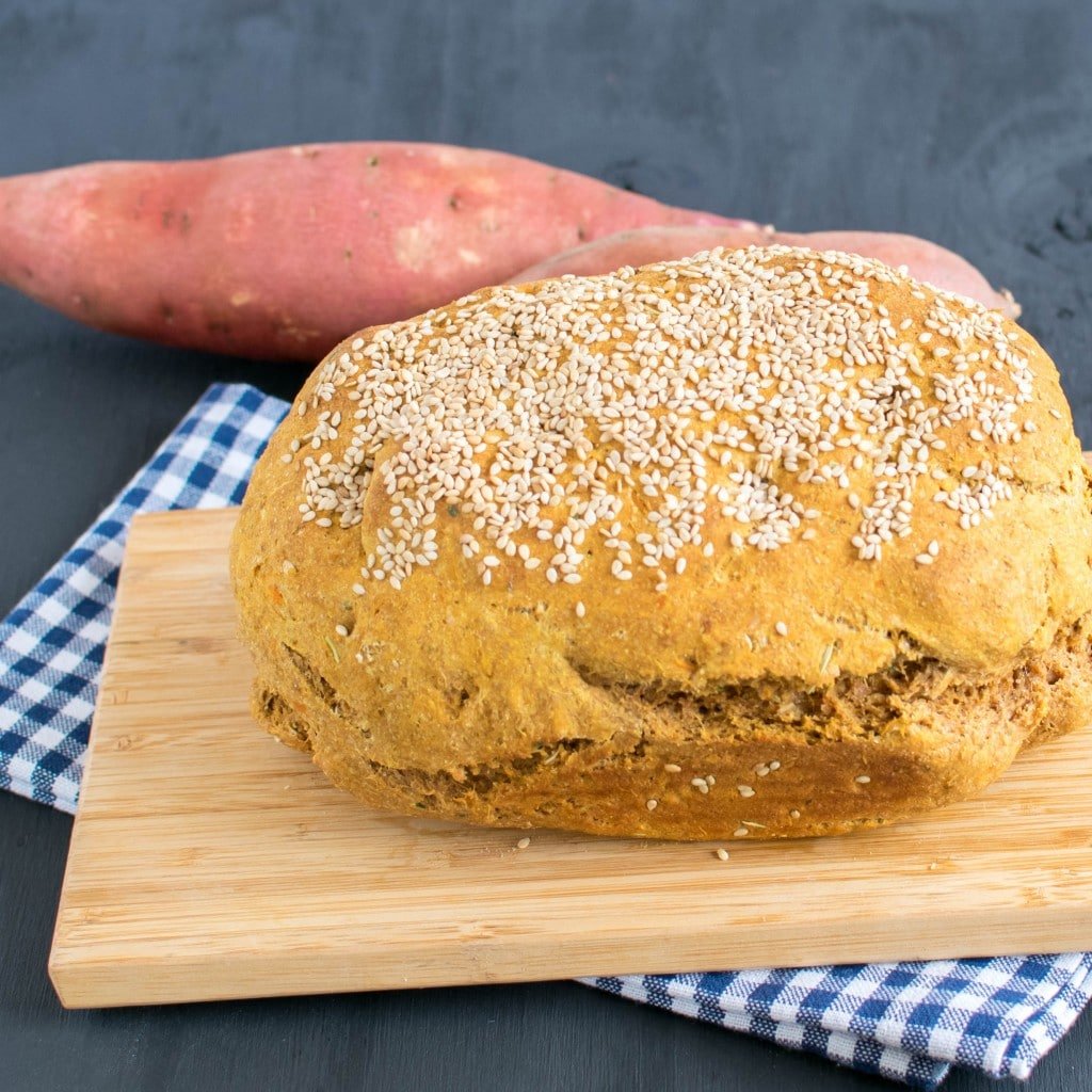 Baked bread on a wooden surface