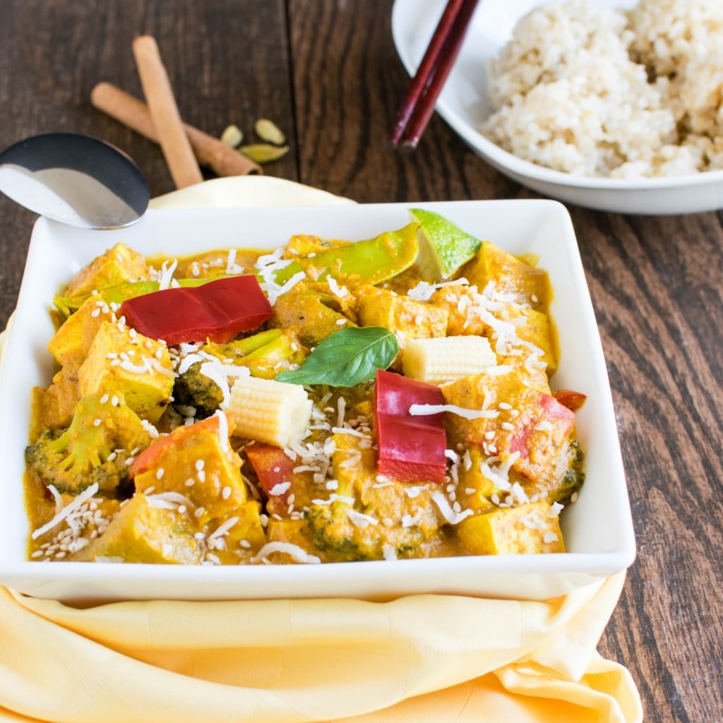 Asian Tofu Curry in a serving bowl