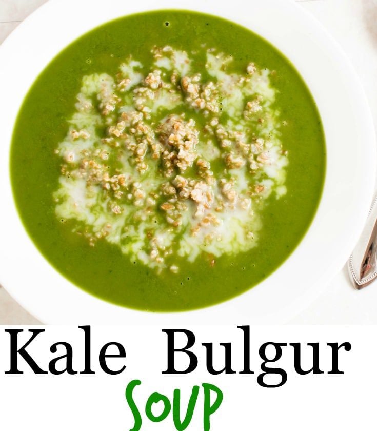 A close up view of Kale Bulgur Soup 