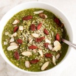 top view of spinach quinoa porridge