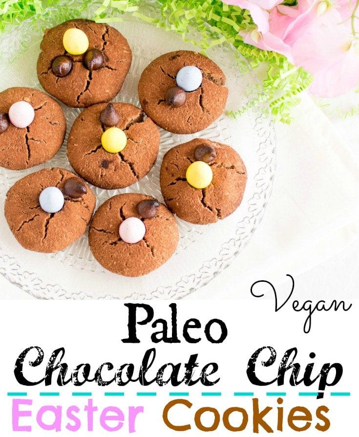 Top view of Paleo Chocolate Chip Easter Cookies 