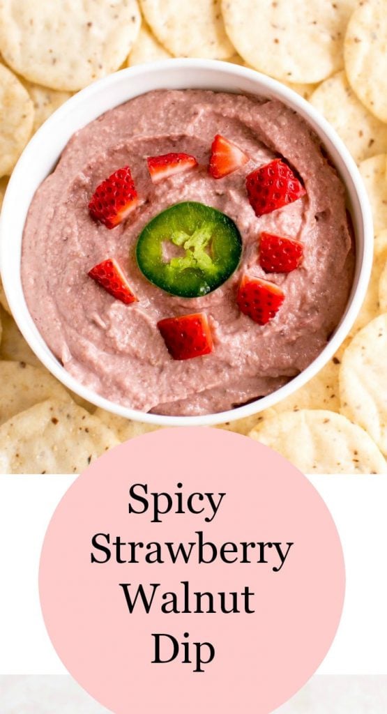 A bowl filled with Spicy Strawberry Walnut Dip