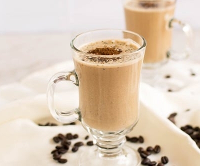 Glasses filled with coffee hemp smoothie
