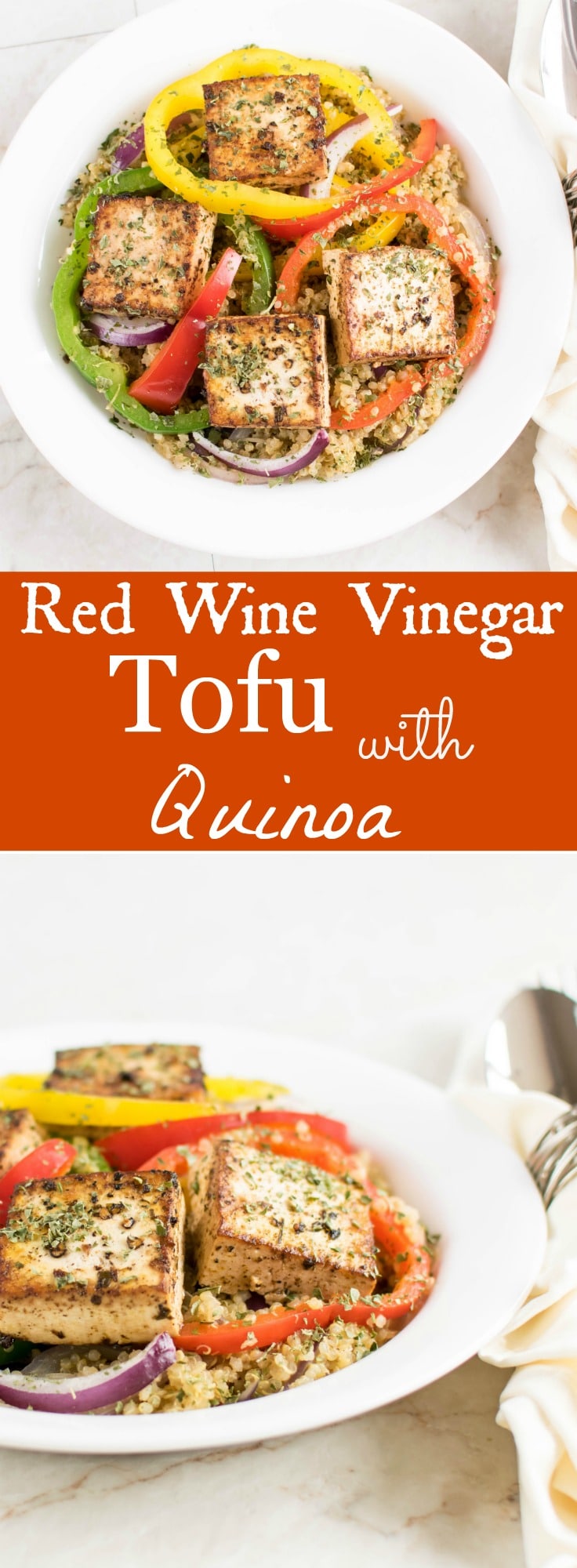 Red Wine Vinegar Tofu with Quinoa | 30 minutes vegan and gluten free dish flavored with Italian seasoning, herbs and cooked in red wine vinegar | kiipfit.com