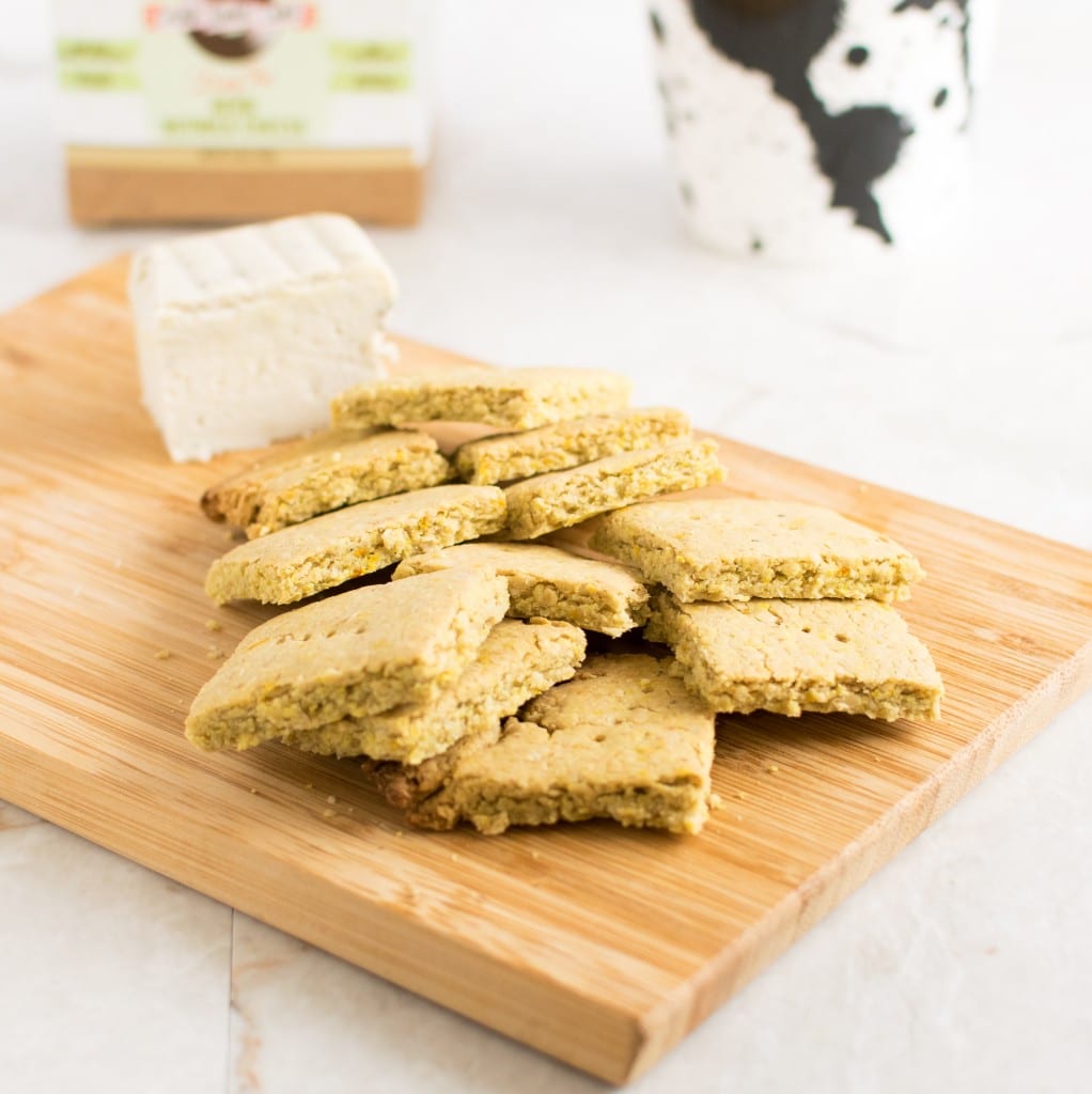 Stacked Vegan Cheese Turmeric Oats Crackers 