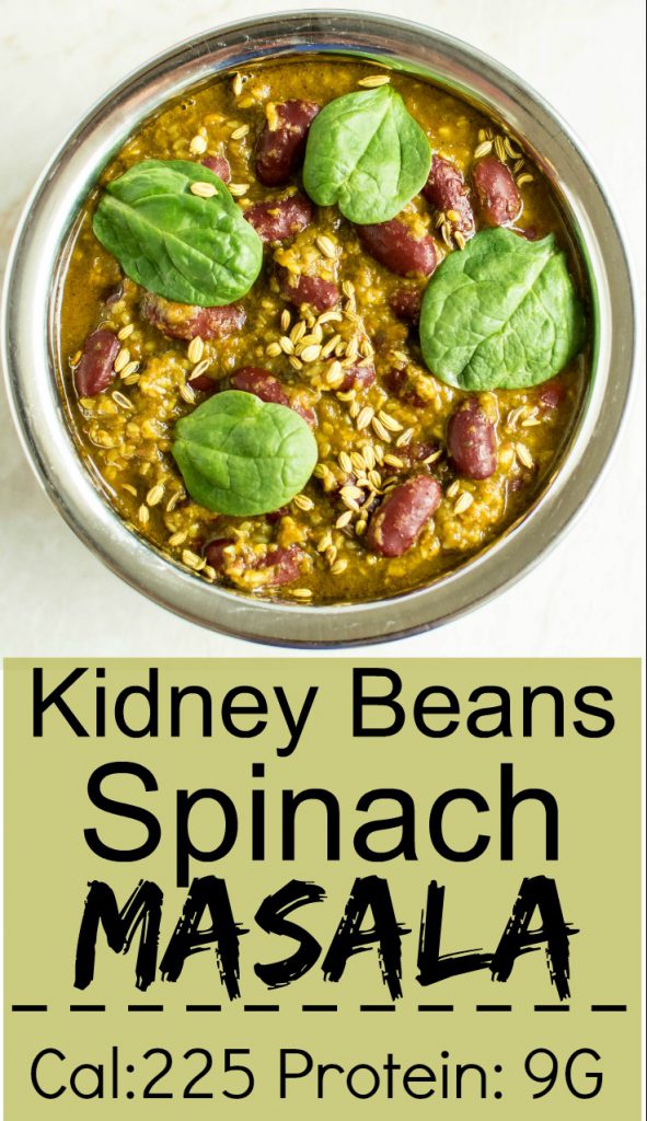 Top close up view of Kidney Beans Spinach Masala