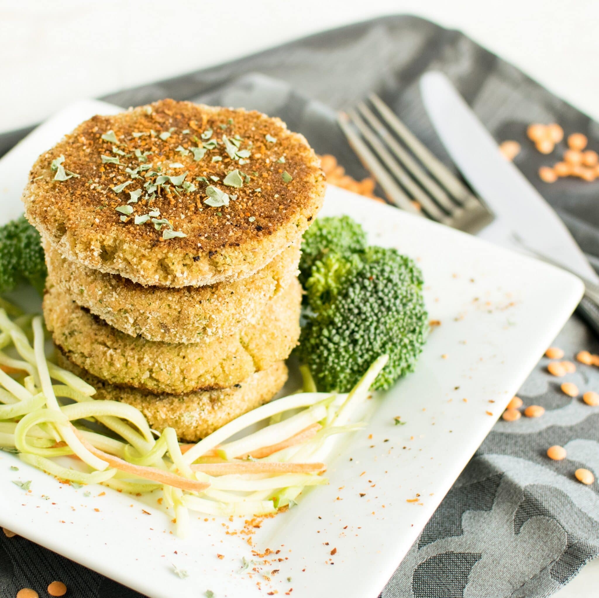 Lentil Broccoli Breakfast Cutlets vegan snacks