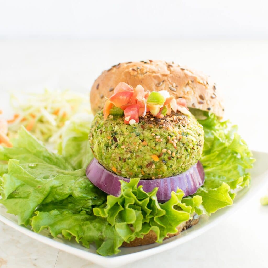 A full view of Cilantro Edamame Burger