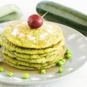 front view of the stack of Green Peas Zucchini Sweet Pancakes
