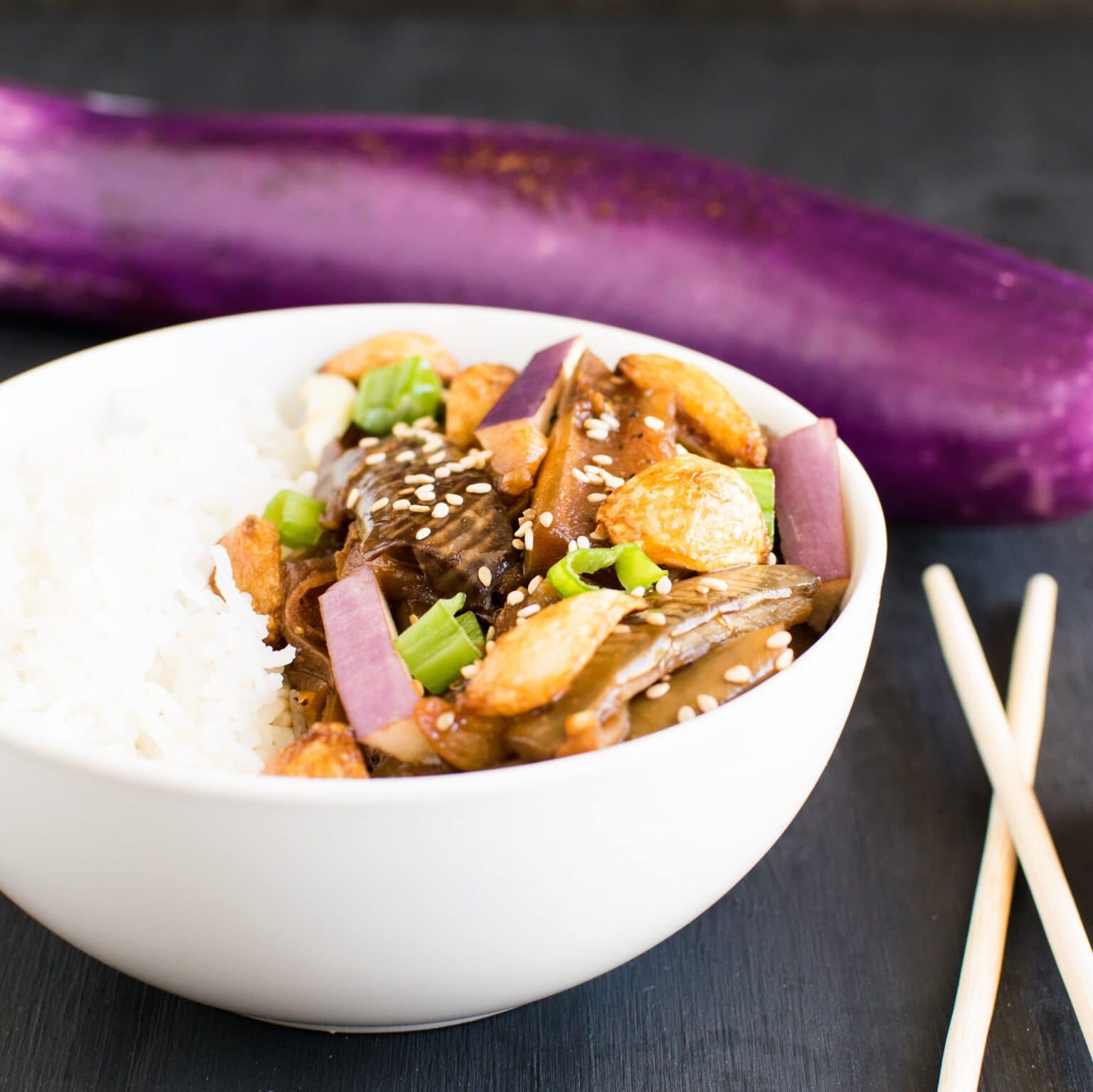 Burnt Garlic Eggplant vegan + gluten free