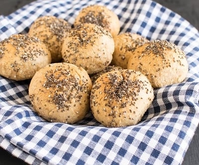 a front view of quinoa chia dinner rolls