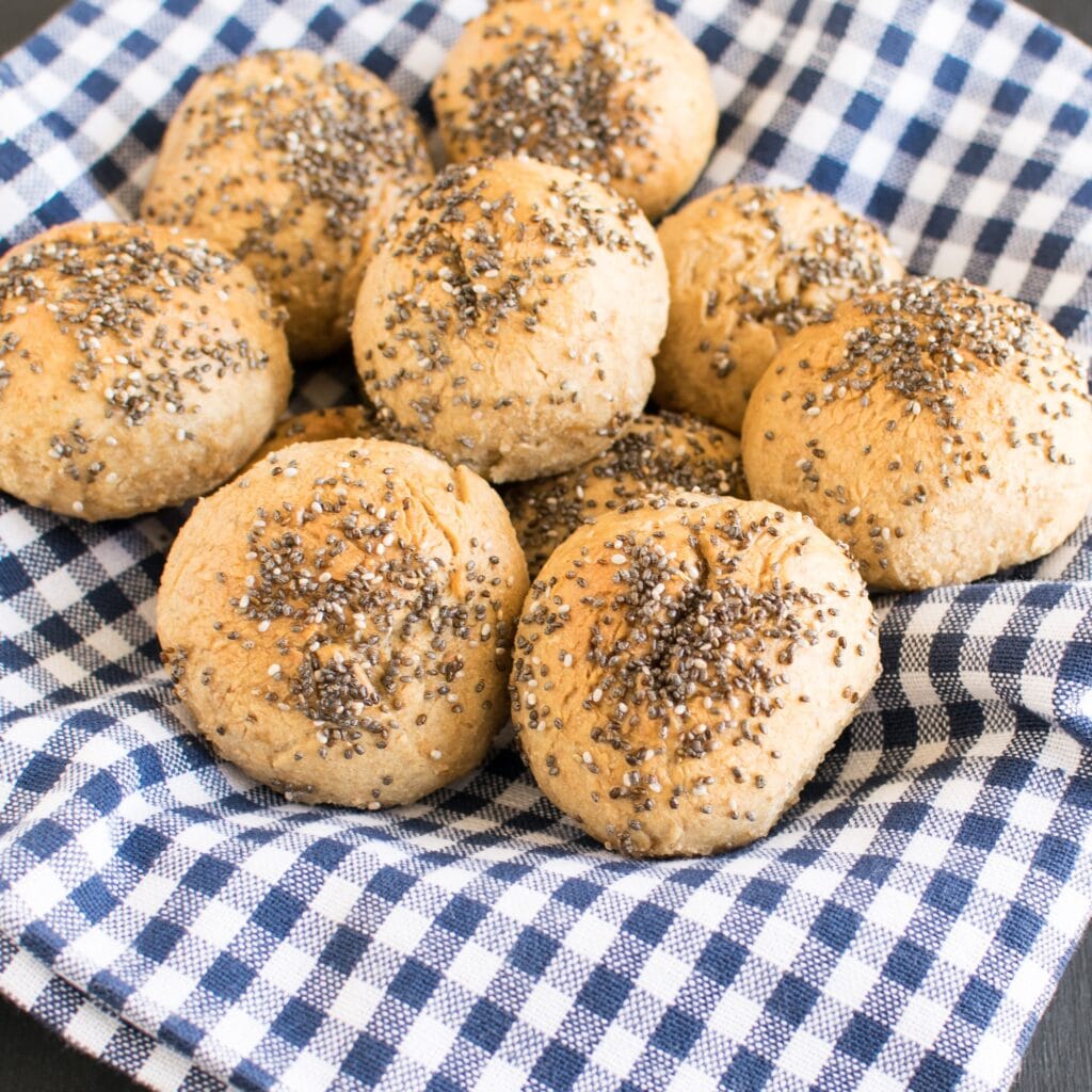 a close up view of quinoa chia dinner rolls