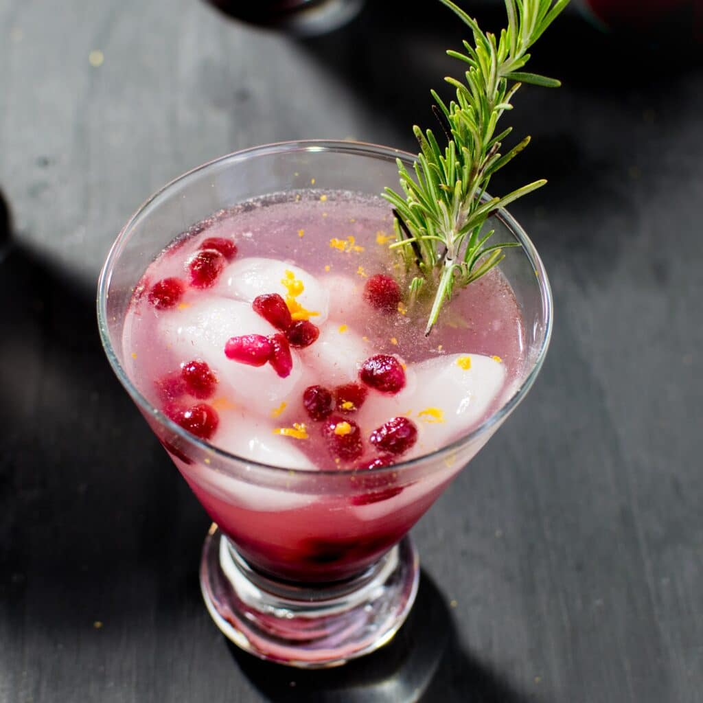 Top view of Sparkling Pomegranate Coconut Mocktail 
