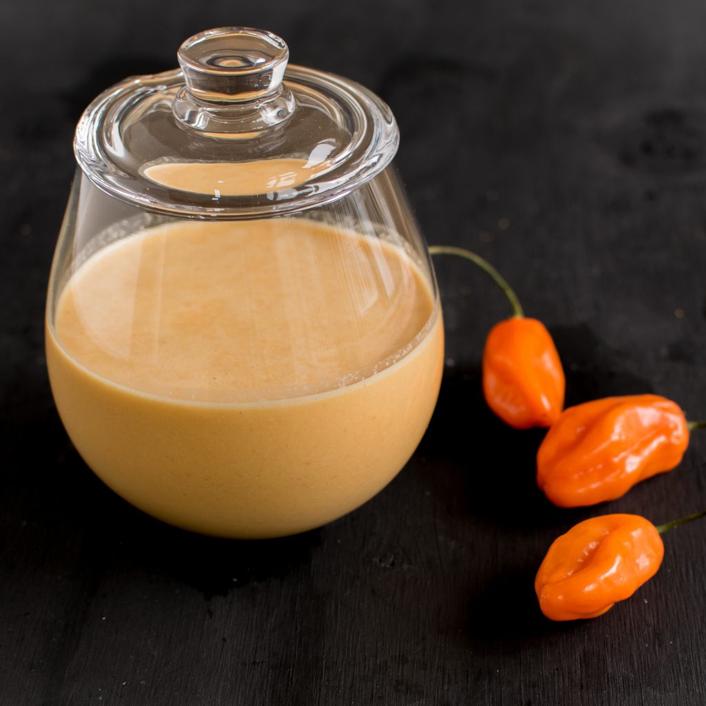 Habanero Sauce in a glass jar