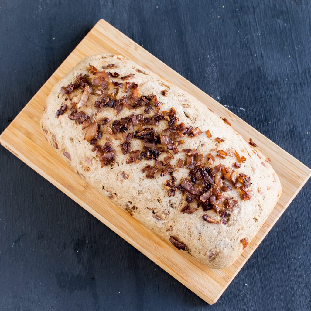 Top view of Roasted Onion Oatmeal Bread