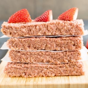 Front view of stacked Strawberry Quinoa Breakfast Bars