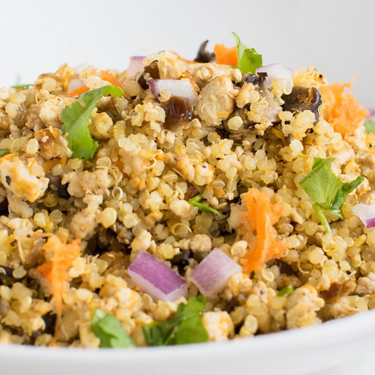 Tofu Mushroom Quinoa Scramble [ vegan + gf ]